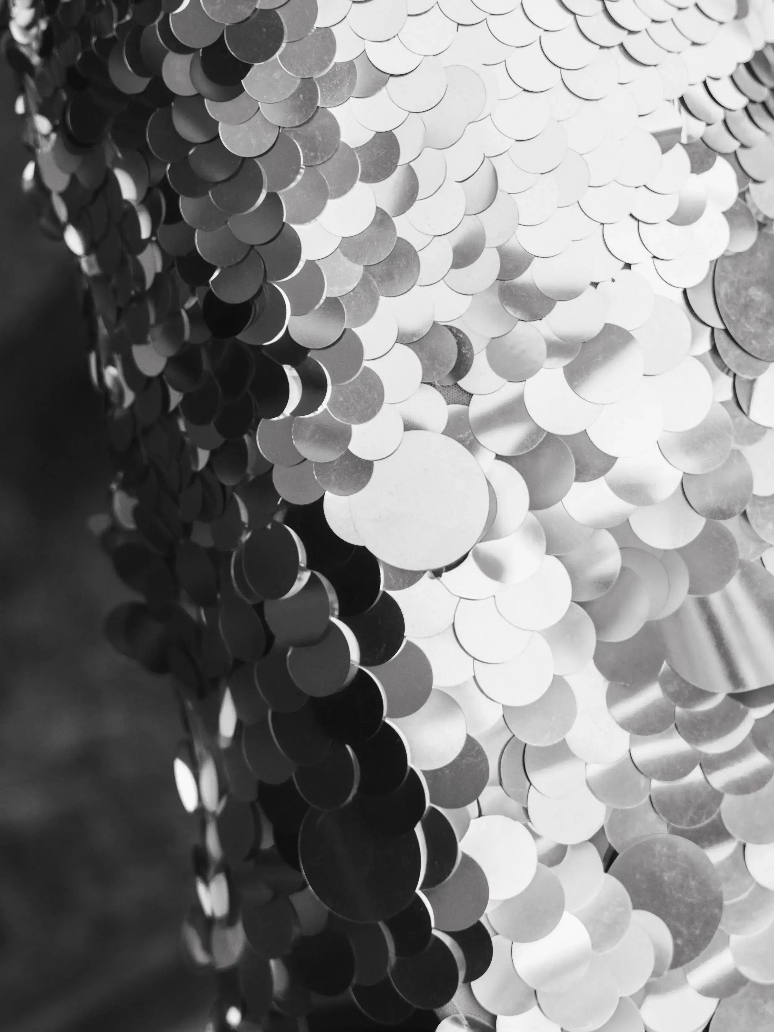 Silver Sleeveless Disc Sequin Trapeze Dress