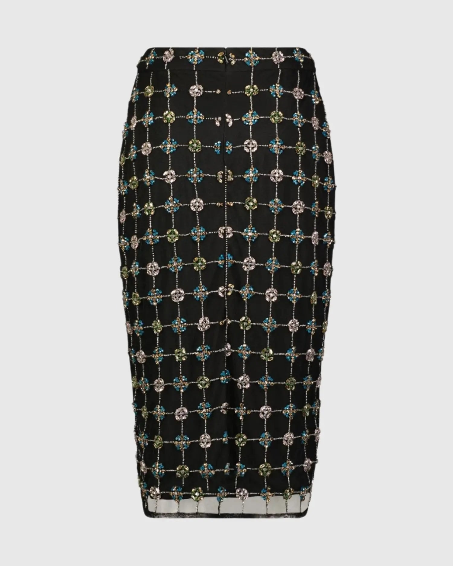 Black Embellished Geometrical Skirt with Rhinestones - FINAL SALE